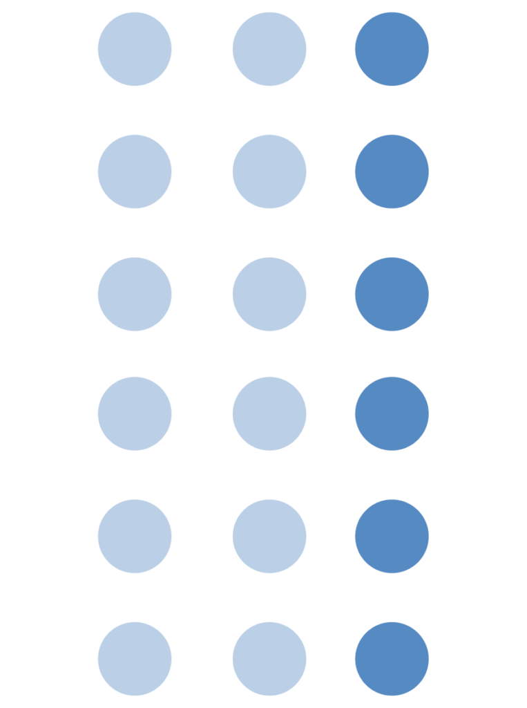 Row of Dark Blue Dots Below Light Blue Dots