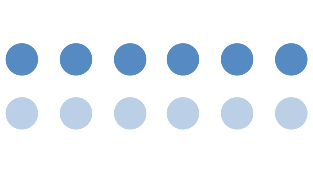 Row of Dark Blue Dots Below Light Blue Dots