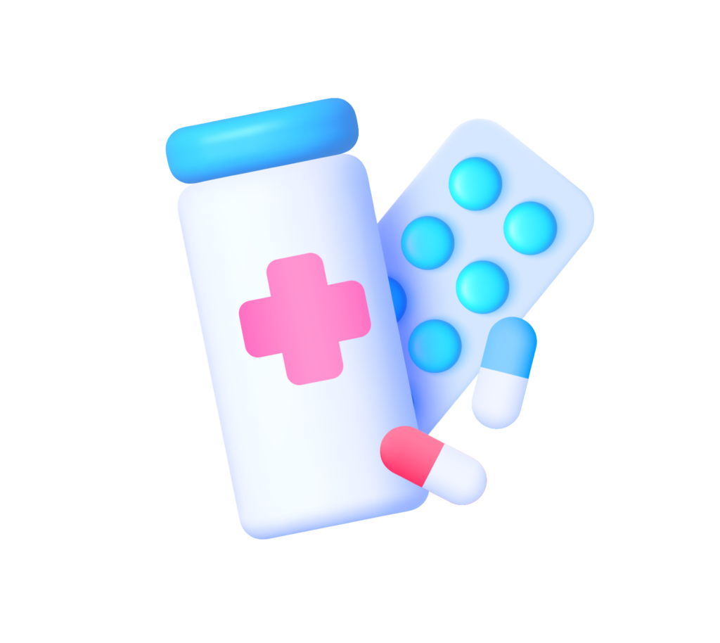 3D Model of White Pill Bottle with Pink Medical Sign